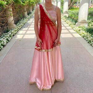 Pale Pink and Silk Indian Saree (Sari)